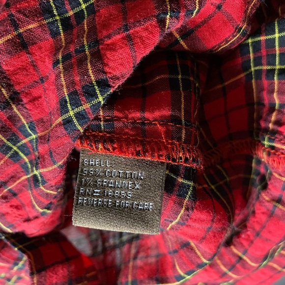 J. McLaughlin Ruffle collar Plaid red XS Blouse button down Christmas - Picture 3 of 8